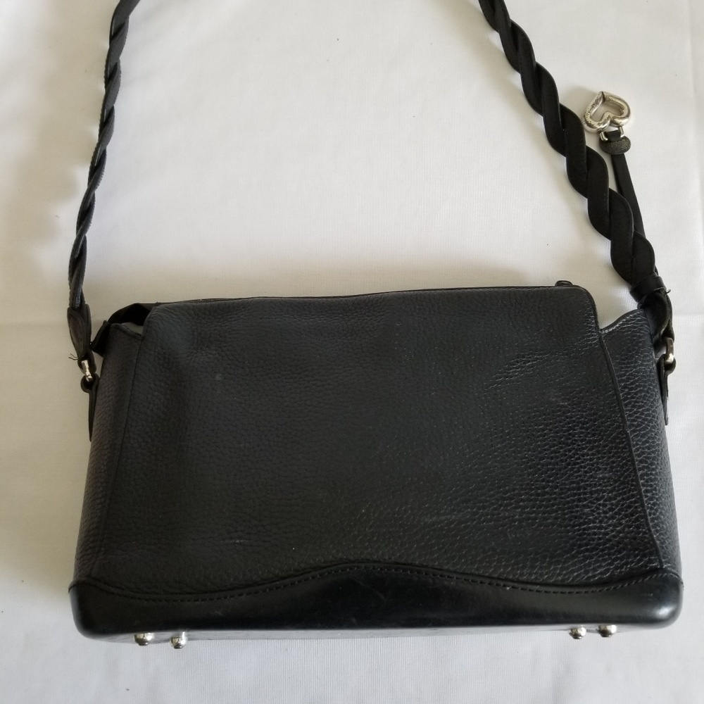 Brighton Black Leather Shoulder Satchel Handbag - Picture 2 of 8